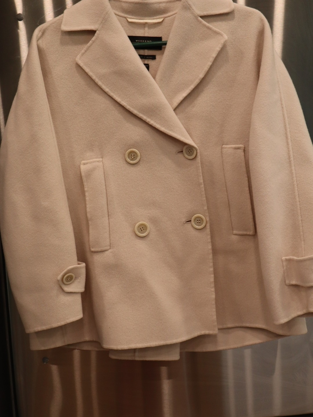 MaxMara cream double-breasted wool peacoat